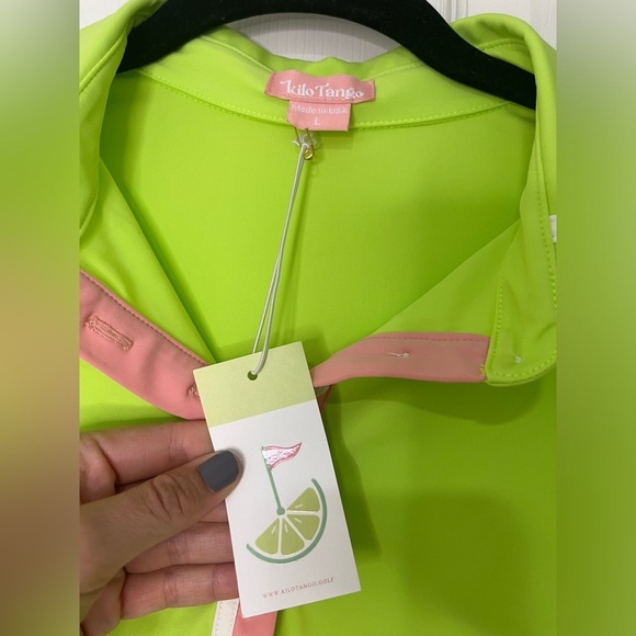 Kilo Tango Golf Polo In Lime UPF 50 Sz L - Picture 5 of 11